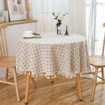Qfdian Vintage Round Tablecloth Blue Floral Farmhouse Washable Table Cover for Dining Picnic Indoor Outdoor Kitchen Tabletop Decoration